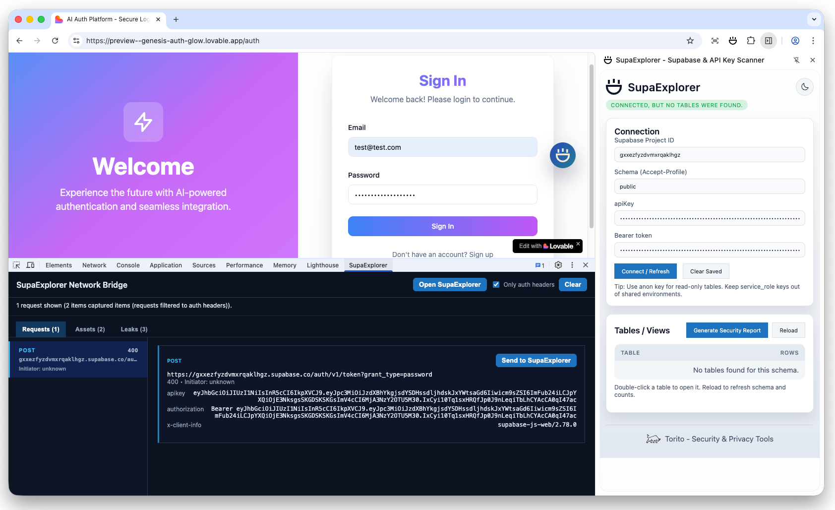 SupaExplorer: Building a Supabase Security Testing & API Key Leak Detector Extension